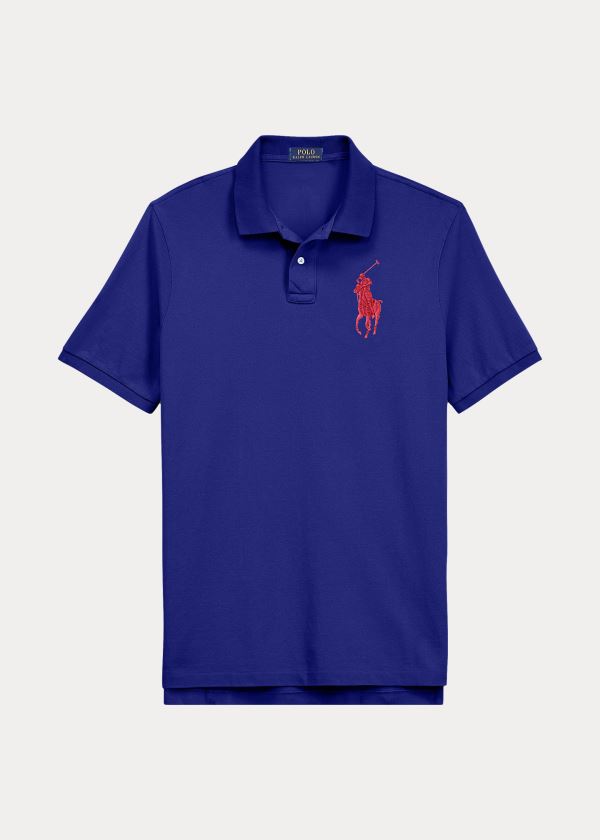 Polos Polo Ralph Lauren Hombre Azul Rey Azules - Custom Slim Fit Mesh - RNHGJ4039